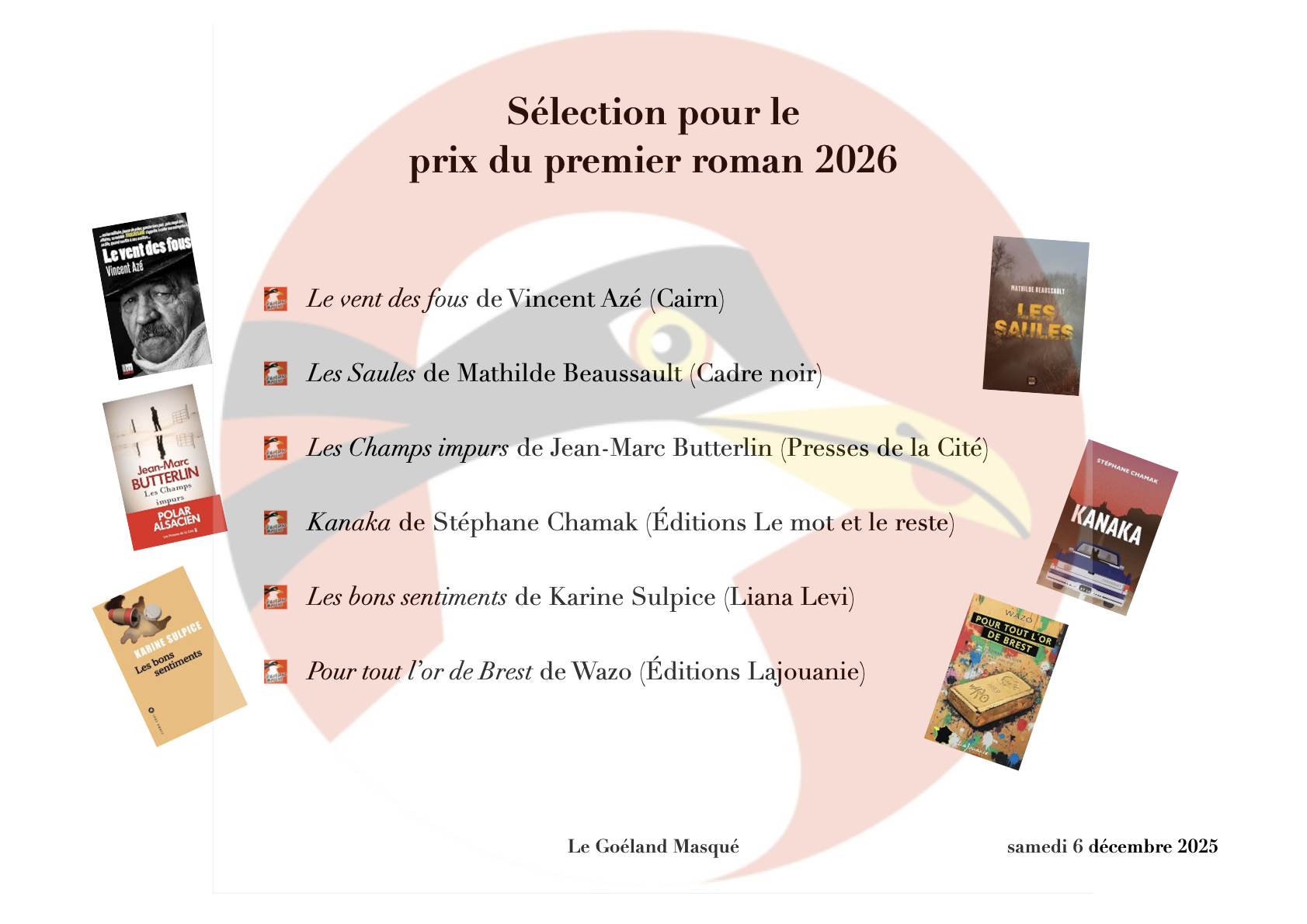 La sélection du prix 2026 du premier roman a été dévoilée